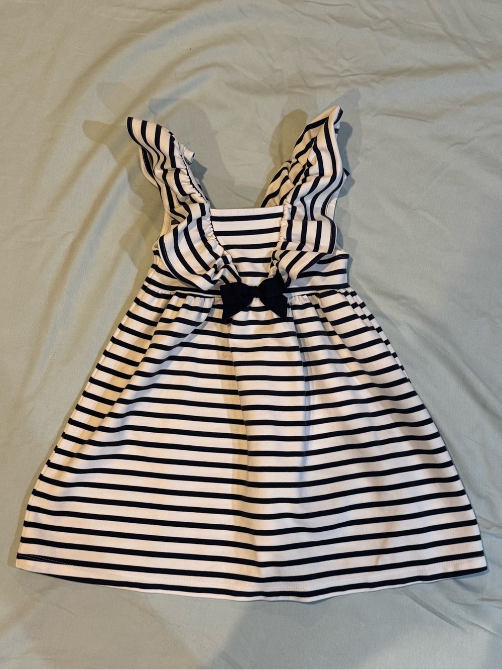 Janie and Jack Navy and White Striped Ruffle Sundress with Bow